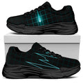 Teal Heartbeat Print Black Chunky Shoes