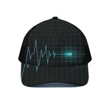 Teal Heartbeat Print Black Mesh Trucker Cap