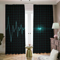 Teal Heartbeat Print Dimout Pencil Pleat Curtains