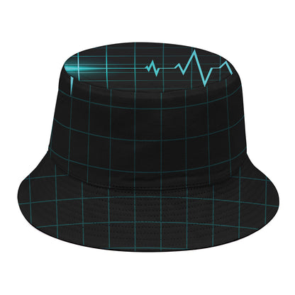 Teal Heartbeat Print Bucket Hat