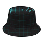 Teal Heartbeat Print Bucket Hat