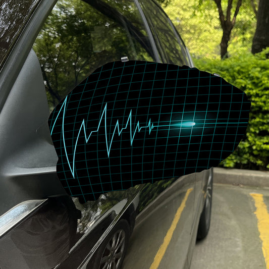 Teal Heartbeat Print Car Side Mirror Covers