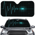 Teal Heartbeat Print Car Windshield Sun Shade
