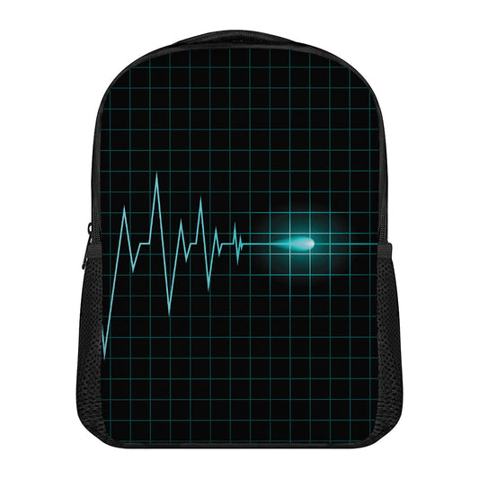Teal Heartbeat Print Casual Backpack