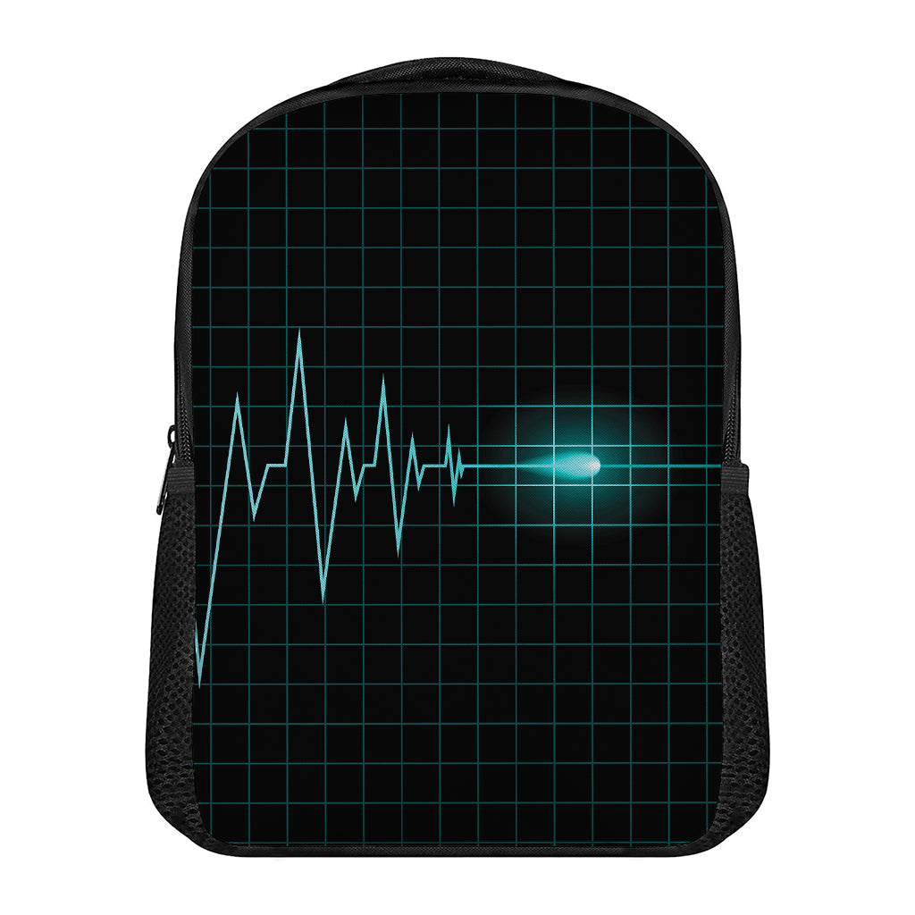 Teal Heartbeat Print Casual Backpack