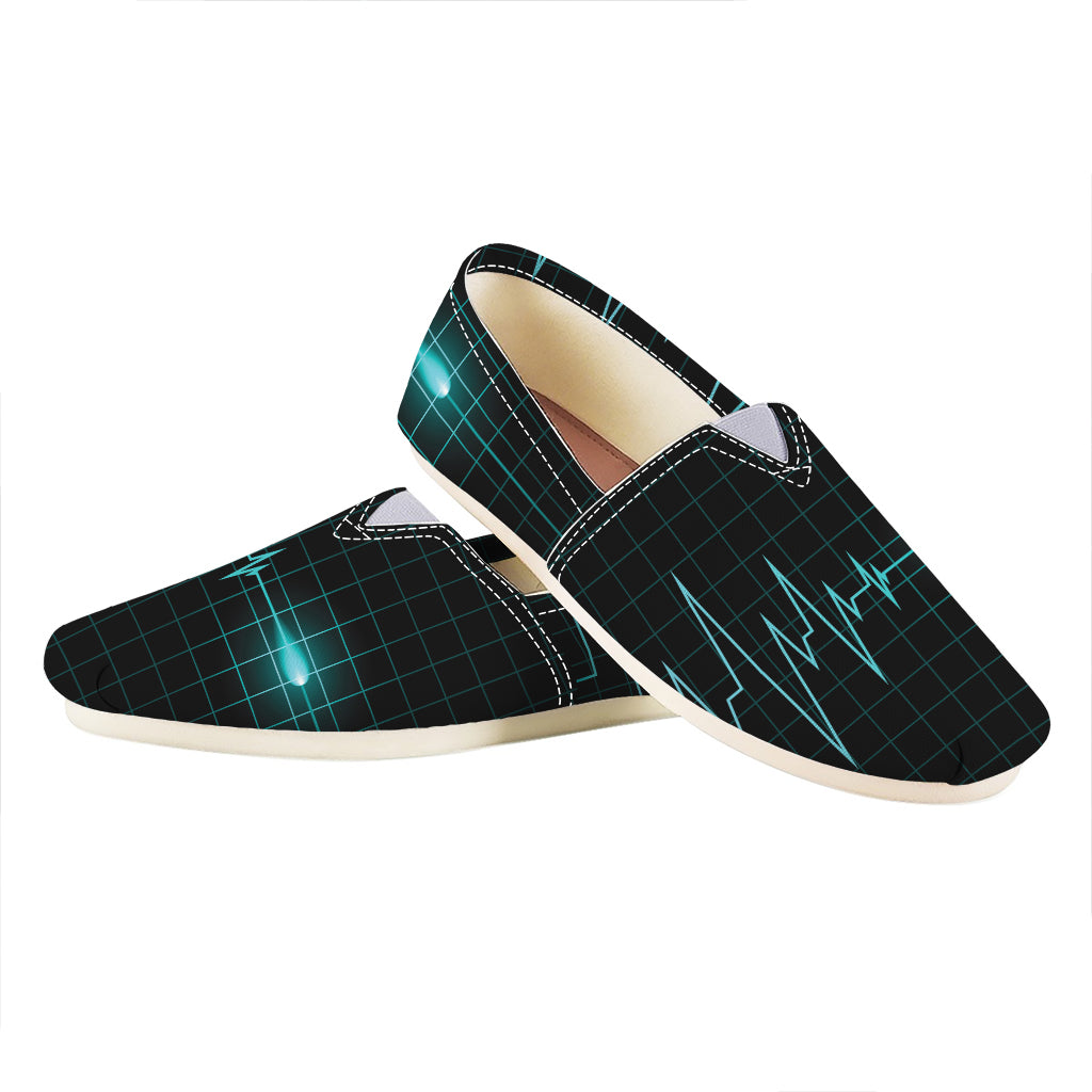 Teal Heartbeat Print Casual Shoes