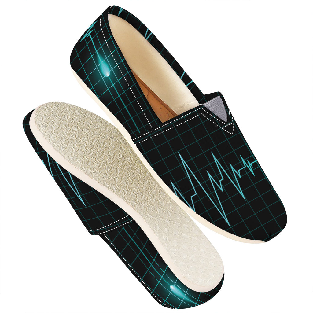 Teal Heartbeat Print Casual Shoes