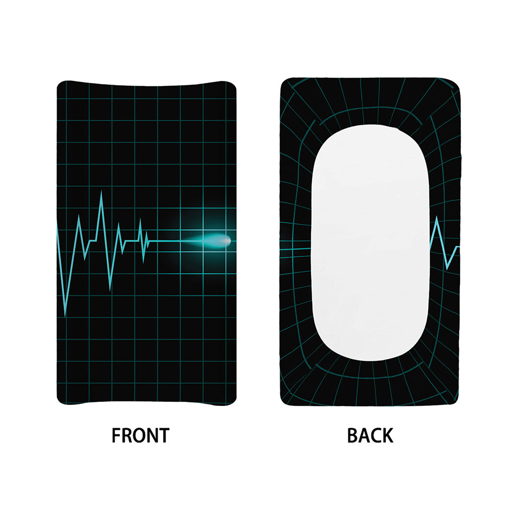 Teal Heartbeat Print Changing Pad Cover