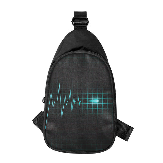 Teal Heartbeat Print Chest Bag