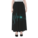 Teal Heartbeat Print Chiffon Maxi Skirt