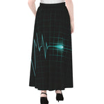 Teal Heartbeat Print Chiffon Maxi Skirt
