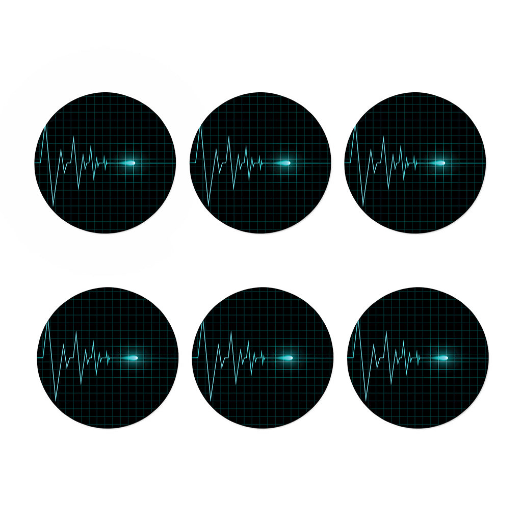 Teal Heartbeat Print Coaster Set