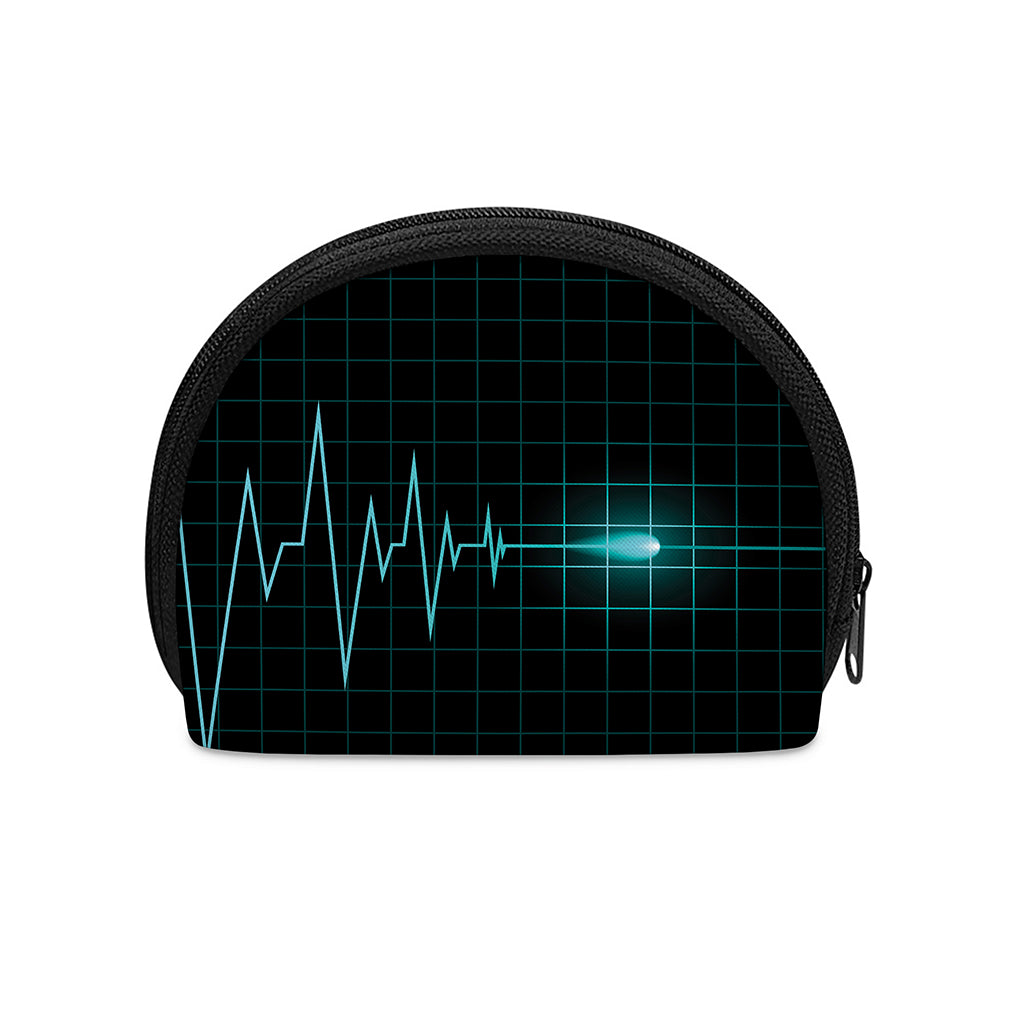 Teal Heartbeat Print Coin Purse