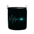 Teal Heartbeat Print Collapsible Laundry Basket