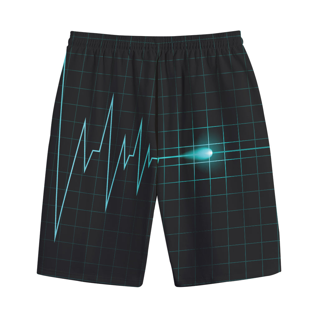 Teal Heartbeat Print Cotton Shorts