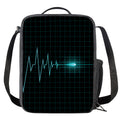 Teal Heartbeat Print Crossbody Lunch Bag