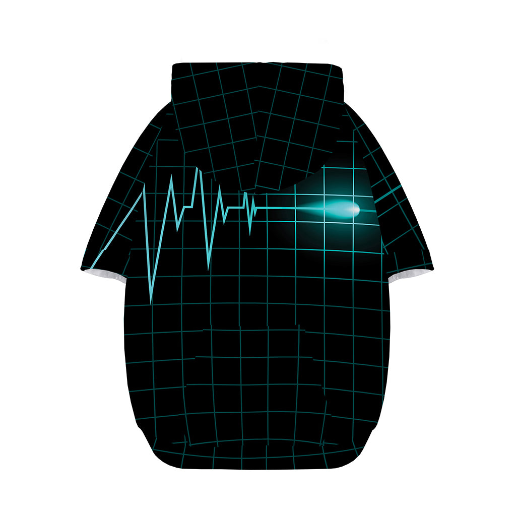 Teal Heartbeat Print Dog Zip Up Hoodie