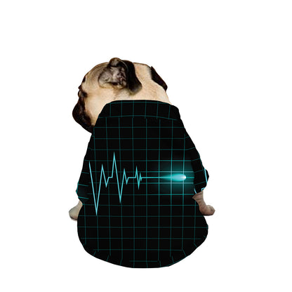 Teal Heartbeat Print Dog Zip Up Jacket