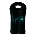 Teal Heartbeat Print Double Neoprene Wine Tote