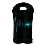 Teal Heartbeat Print Double Neoprene Wine Tote