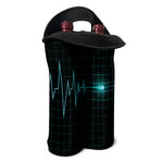 Teal Heartbeat Print Double Neoprene Wine Tote