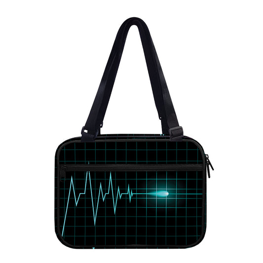 Teal Heartbeat Print Double Strap Bible Bag