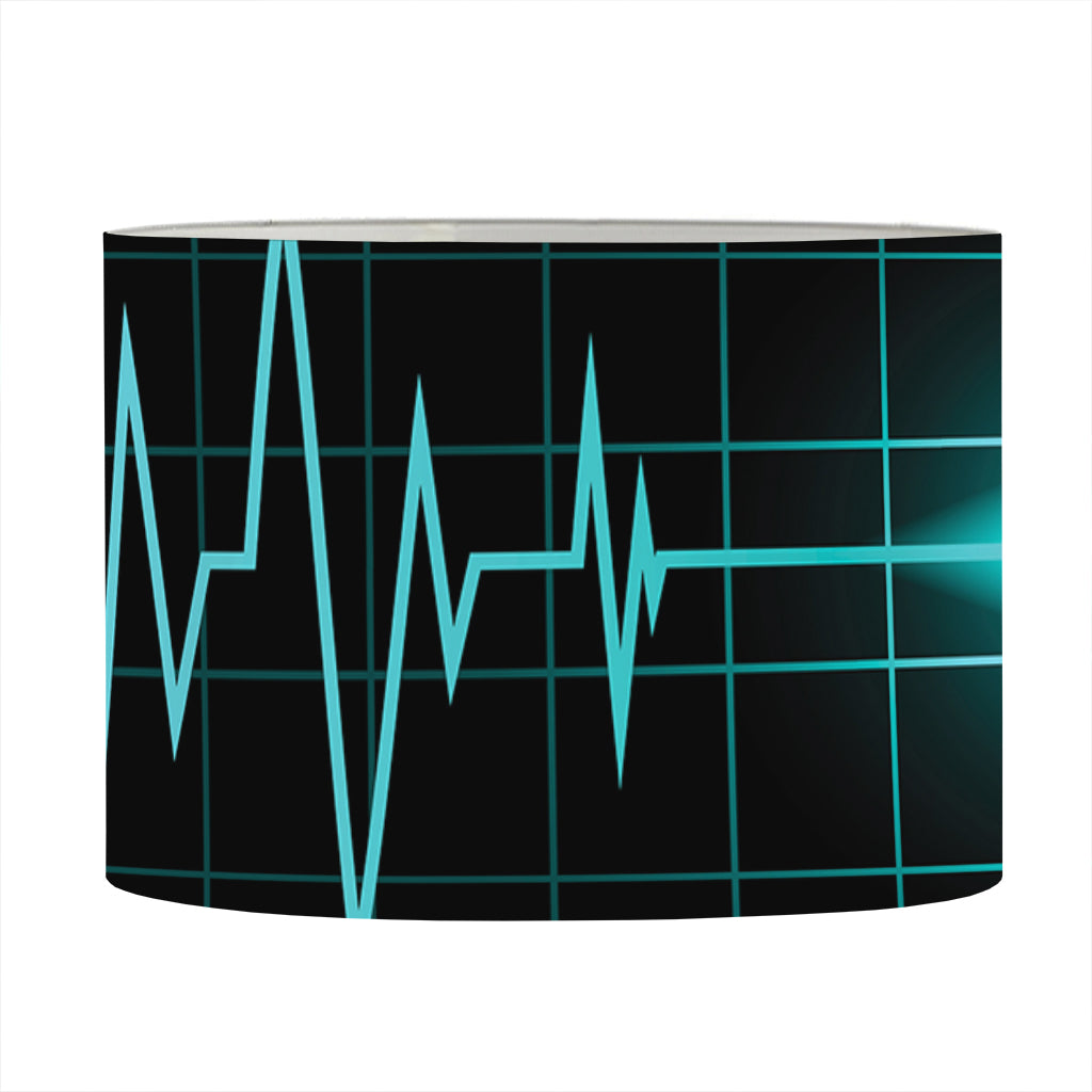 Teal Heartbeat Print Drum Lamp Shade
