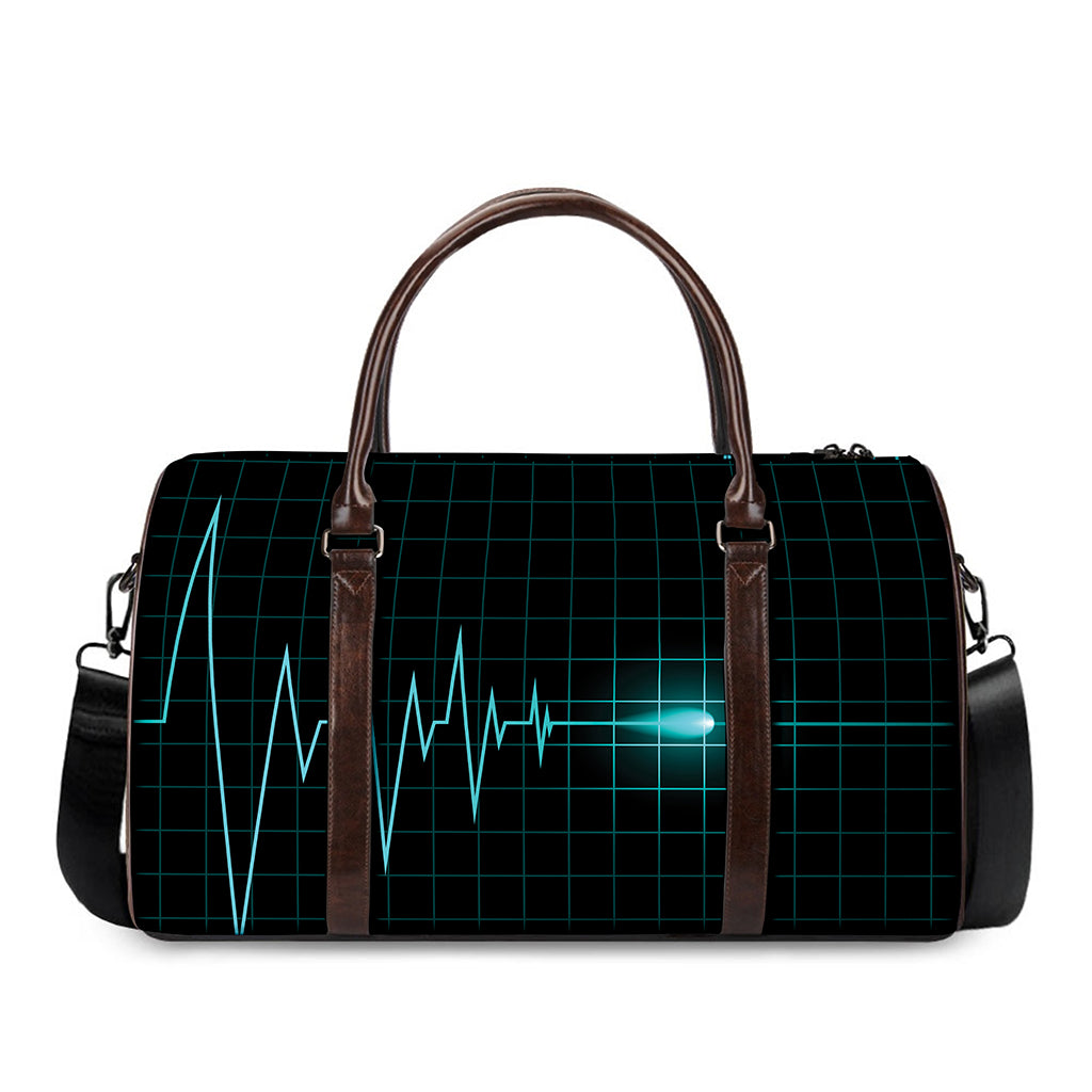 Teal Heartbeat Print Duffle Bag