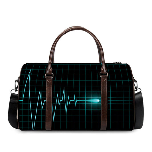Teal Heartbeat Print Duffle Bag