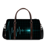 Teal Heartbeat Print Duffle Bag