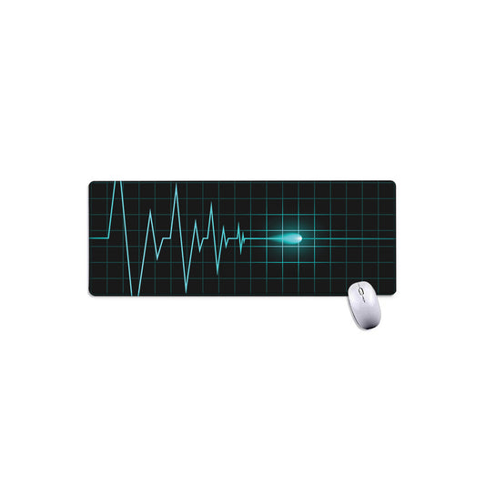 Teal Heartbeat Print Extended Mouse Pad