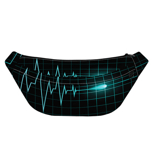 Teal Heartbeat Print Fanny Pack