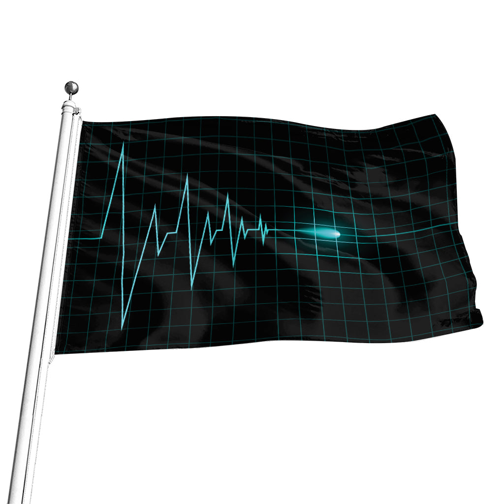 Teal Heartbeat Print Flag
