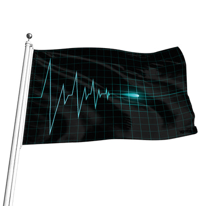 Teal Heartbeat Print Flag