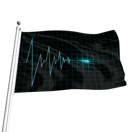Teal Heartbeat Print Flag