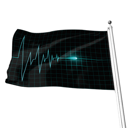 Teal Heartbeat Print Flag