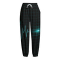Teal Heartbeat Print Fleece Lined Knit Pants