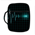 Teal Heartbeat Print Front Pocket Bible Bag