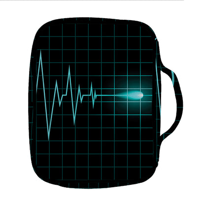 Teal Heartbeat Print Front Pocket Bible Bag