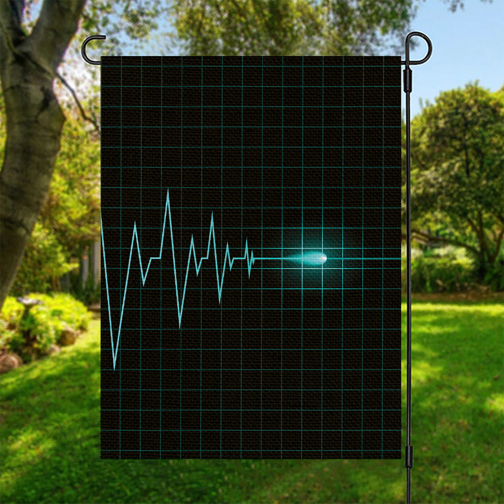 Teal Heartbeat Print Garden Flag