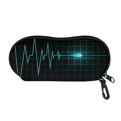 Teal Heartbeat Print Glasses Case