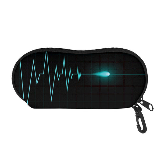 Teal Heartbeat Print Glasses Case