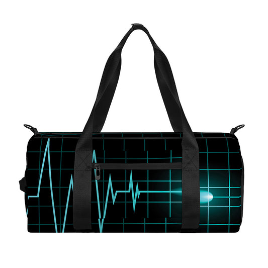 Teal Heartbeat Print Gym Bag