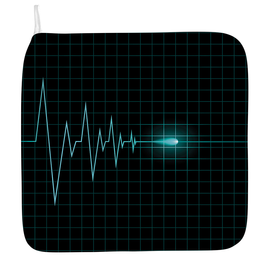 Teal Heartbeat Print Hand Towel