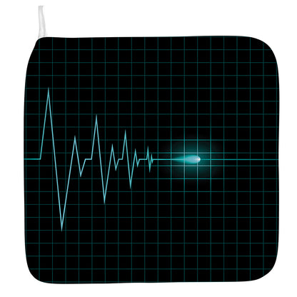 Teal Heartbeat Print Hand Towel