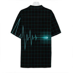 Teal Heartbeat Print Hawaiian Shirt