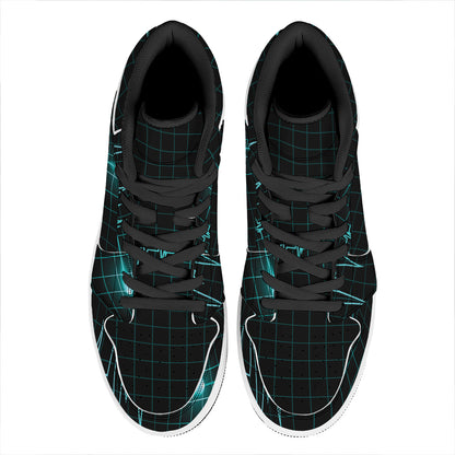 Teal Heartbeat Print High Top Leather Sneakers