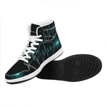 Teal Heartbeat Print High Top Leather Sneakers