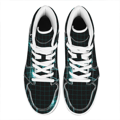 Teal Heartbeat Print High Top Leather Sneakers