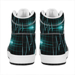 Teal Heartbeat Print High Top Leather Sneakers